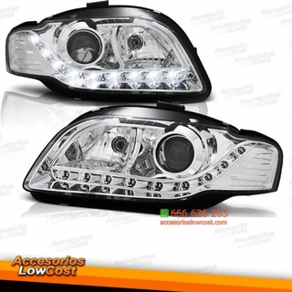 FAROS LUZ DIURNA LEDS AUDI A4 B7 CROMO