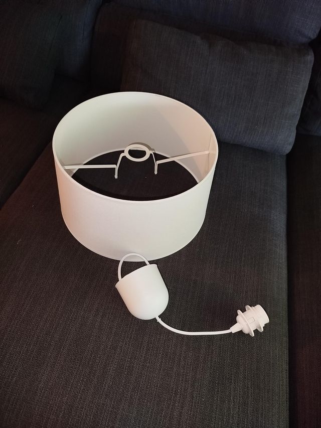 Pantalla Lámpara Tambor TechoTela Blanca D35xH20cm