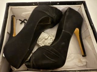 Zapatos Peep Toe Negro Tacón