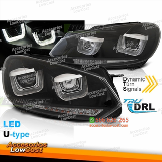 FAROS U-LED LUZ DRL NEGRO SEQ se adapta a VW GOLF