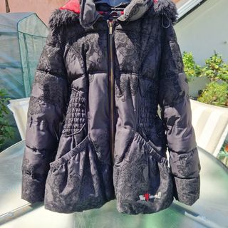 Plumífero Desigual Negro con Estampado
