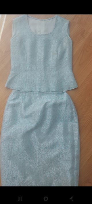 Traje falda Tere Palacios azul