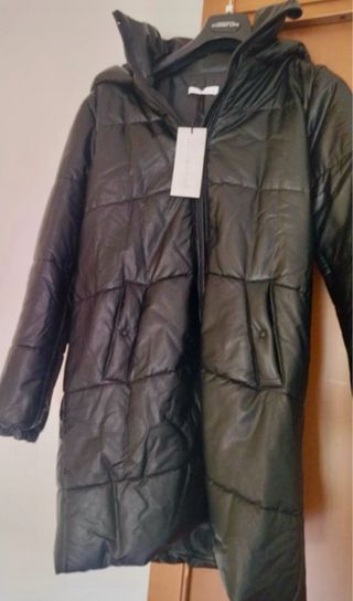 Giubbotto lungo ecopelle donna