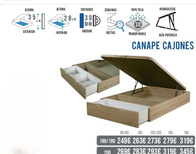 Venta de camas, colchones y canapés.