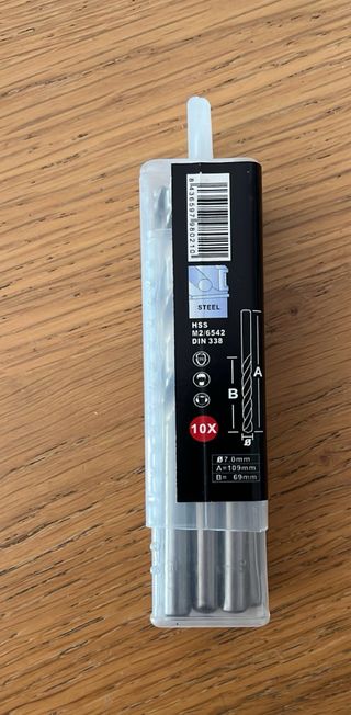 10 brocas HSS M2 para metal 7mm