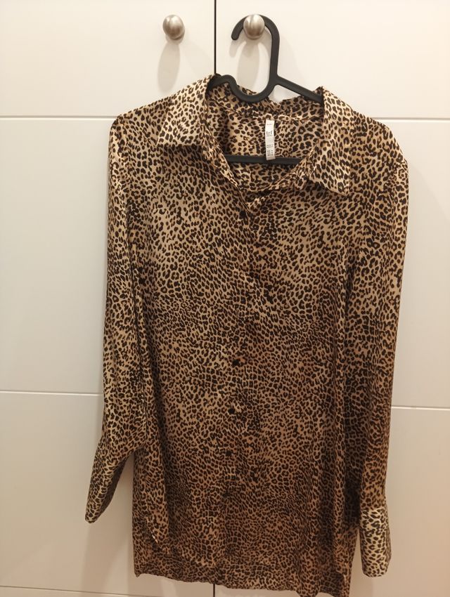 Camisa Zara Satén Leopardo Talla M
