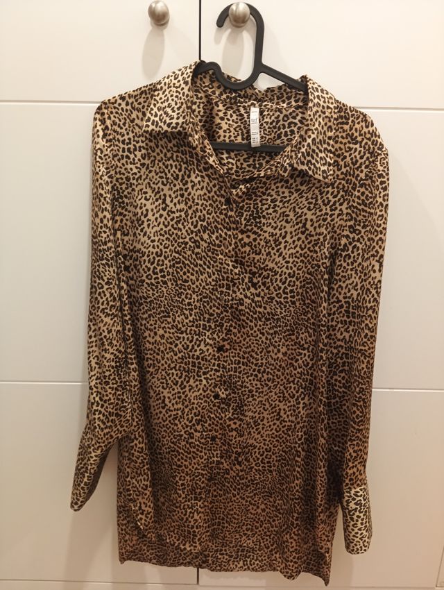Camisa Zara Satén Leopardo Talla M