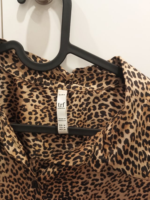 Camisa Zara Satén Leopardo Talla M