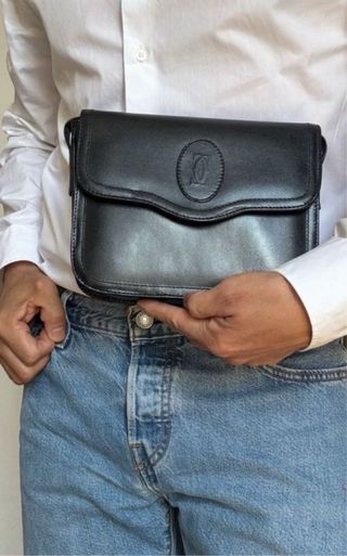 CARTIER BOLSO BANDOLERA VINTAGE PIEL NEGRA UNISEX 