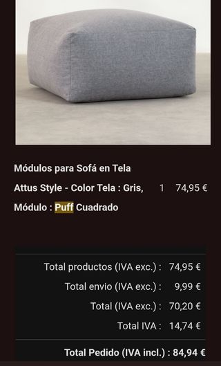 Puff Reposapiés modulo sofa Sklum + 2 sillas