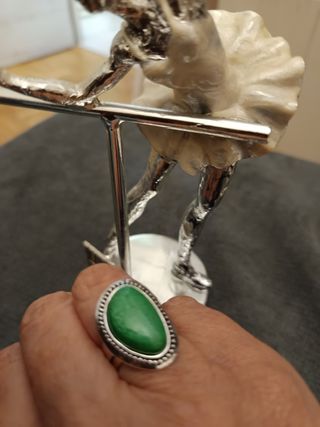 Anillo Acero Vintage Piedra Verde