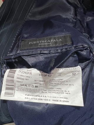 Traje de Ceremonia Raya Diplomática Talla 52