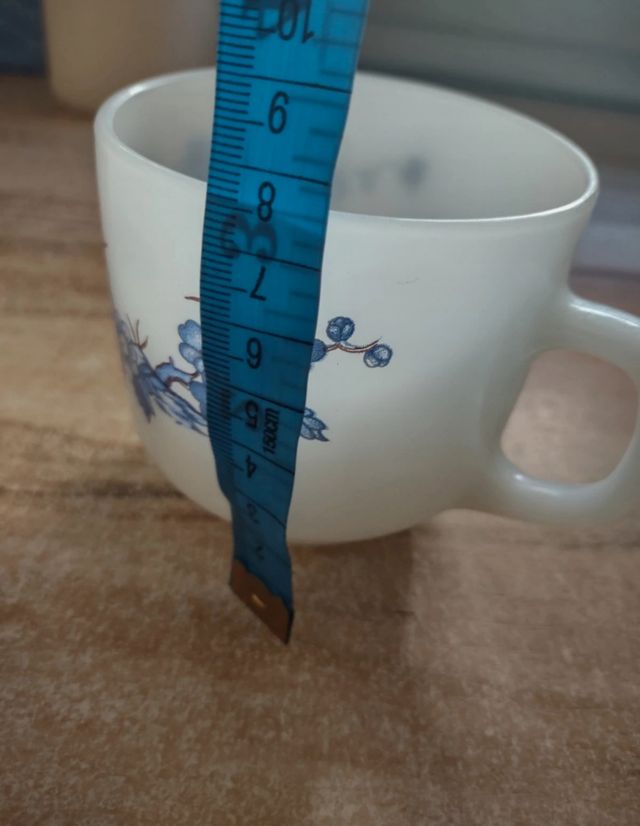 Dos tazas vintage opalina floral