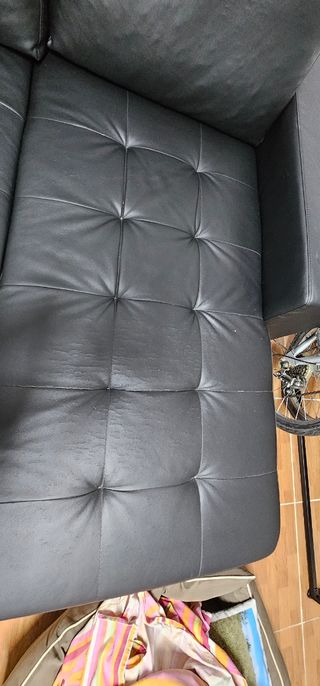 Sofá chaise longue cama negro polipiel