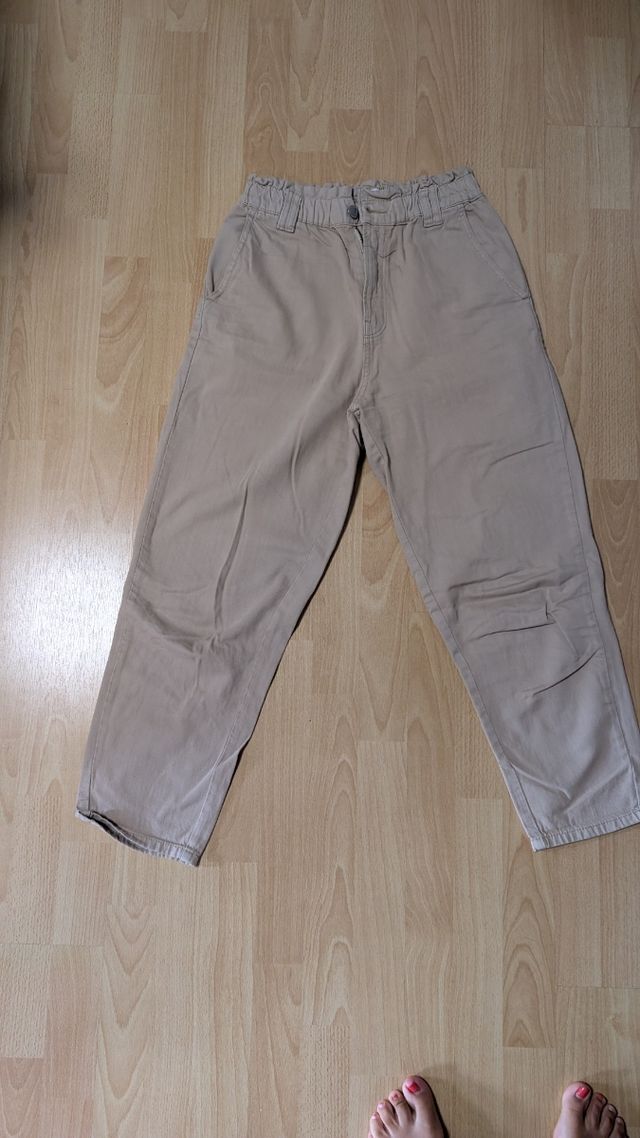 Pantalón paper bag beige