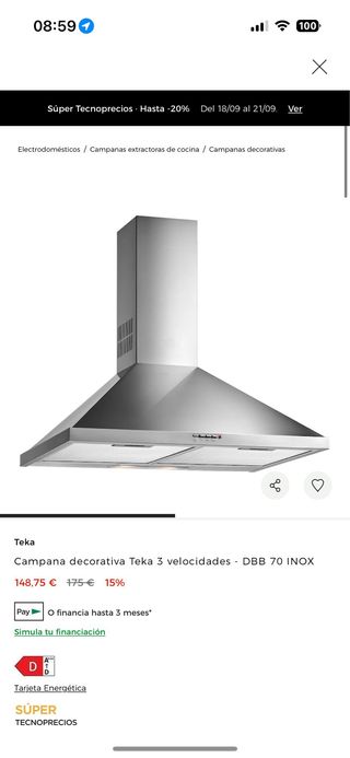 Campana extractora Teka DBB 70 Inox