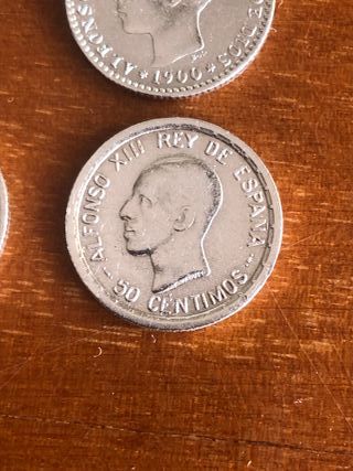 13 monedas plata 50 céntimos Alfonso XIII