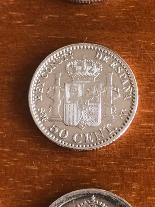 13 monedas plata 50 céntimos Alfonso XIII