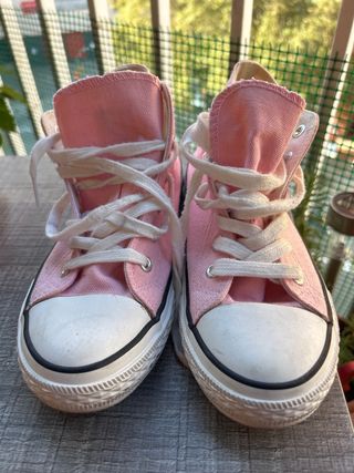 Zapatillas Converse Altas Rosas y Blancas -talla34