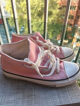 Zapatillas Converse Altas Rosas y Blancas -talla34