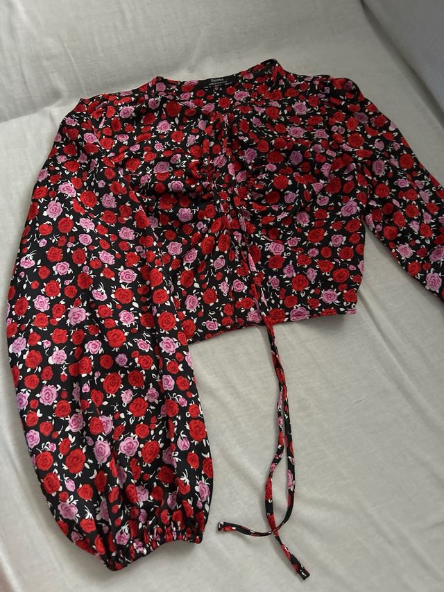 Blusa Raso Estampada Flores