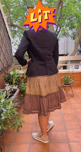 Falda vuelo caqui y marrón
