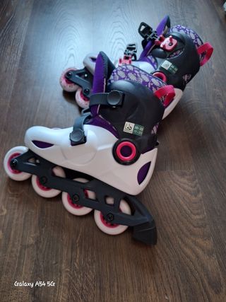 Patines ajustables para niña morado y blanco 30/32