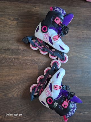 Patines ajustables para niña morado y blanco 30/32