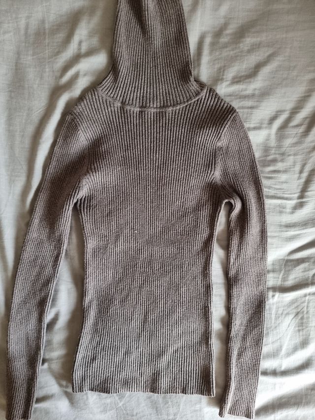 Jersey cuello alto mujer gris