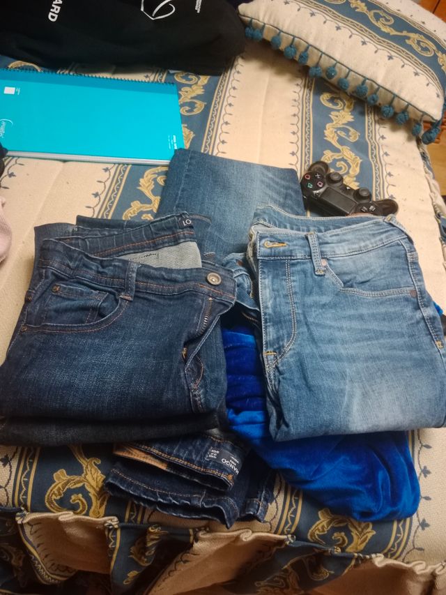 2 Pantalones vaqueros azules,talla 16