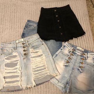 Lote 2 faldas y 2 shorts vaqueros