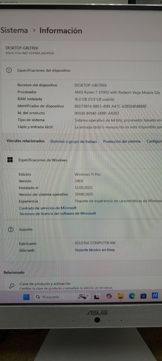 PC Todo en Uno Asus VIVO AIO M241D Plata