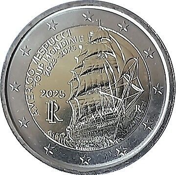 Moneda 2€ Italia Vespucci 2025 Rollo