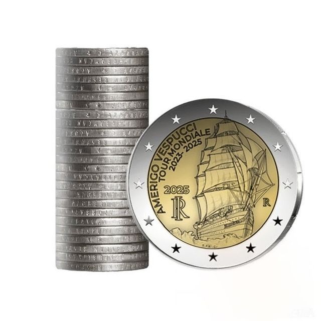 Moneda 2€ Italia Vespucci 2025 Rollo
