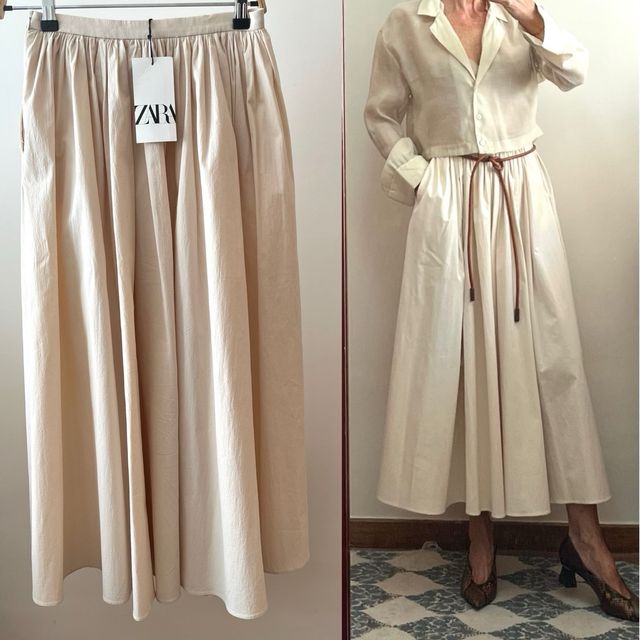 Falda Zara plisada beige Talla XS