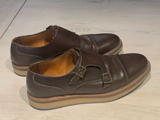 Zapatos Doble Hebilla Marrón Massimo Dutti
