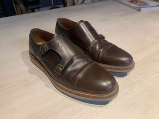 Zapatos Doble Hebilla Marrón Massimo Dutti