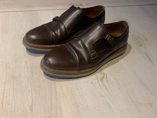 Zapatos Doble Hebilla Marrón Massimo Dutti