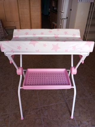 Cambiador bañera bebé estrellas rosas