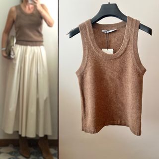 Top Chaleco de lana Zara marrón