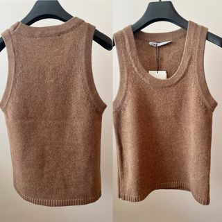 Top Chaleco de lana Zara marrón