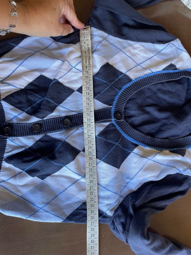 Cardigan Argyle Blu e azzurro