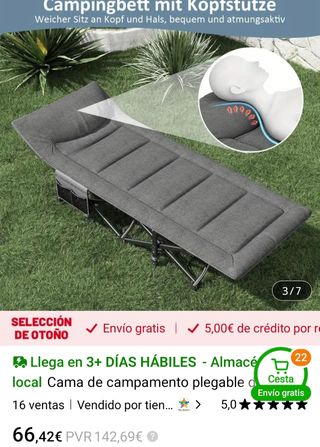 Cama Plegable Gris Tela y Metal NO SE CAMBIA