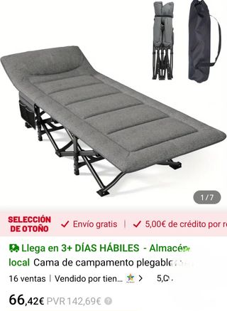 Cama Plegable Gris Tela y Metal NO SE CAMBIA