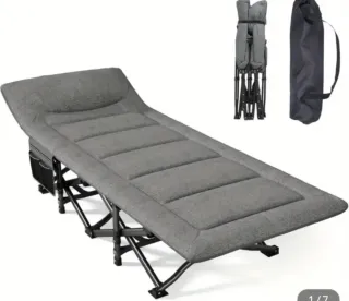 Cama Plegable Gris Tela y Metal NO SE CAMBIA