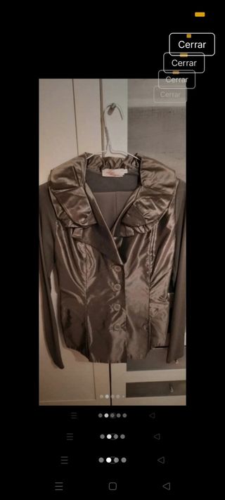 Conjunto de traje gris y verde