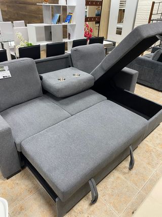 SOFA CAMA NUEVO CHAISE LONGUE + PORTAVASOS 
