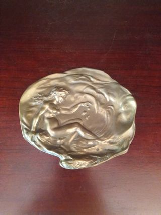 Tarjetero Bronce Art Nouveau Mujer Ola