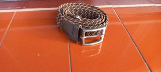 Cinturón trenzado unisex beige y marrón