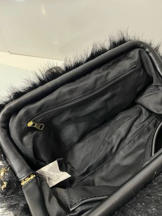 Borsetta pelliccia sintetica nera tracolla